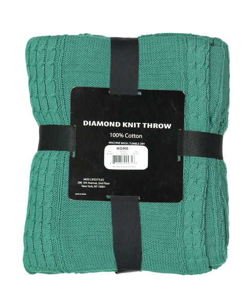 Cotton Diamond Cable Knit Throw, 50" X 70" home decor - Mod Lifestyles