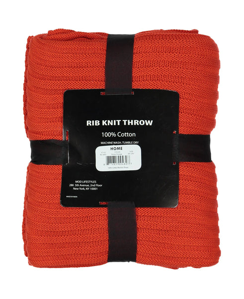 Cotton Rib Knit Throw, 50" X 70" home decor - Mod Lifestyles