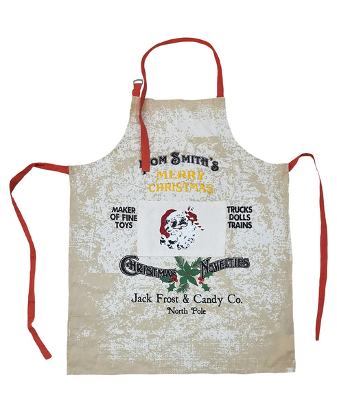 Free-size Natural  Tie-back Adjustable Apron, Merry Christmas Print Mod Lifestyles