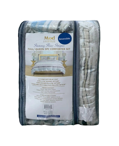 Full/Queen Stormy Skies 5-PC Comforter Set, 88" X 94" Mod Lifestyles