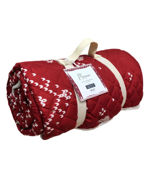 Maine Red and White Snowflake Microfiber Quilt Set Sherpa Back home decor - Mod Lifestyles