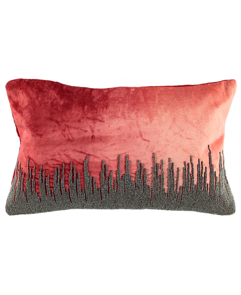 Skyline Beaded Ombre Velvet Decorative Lumbar Pillow, 13" X 20" home decor - Mod Lifestyles