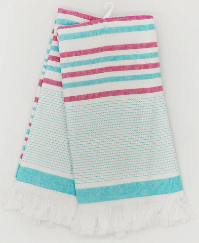 2 Pack Aqua Stripe Yarn-dyed Kitchen Towel, 20" X 28" home decor - Mod Lifestyles
