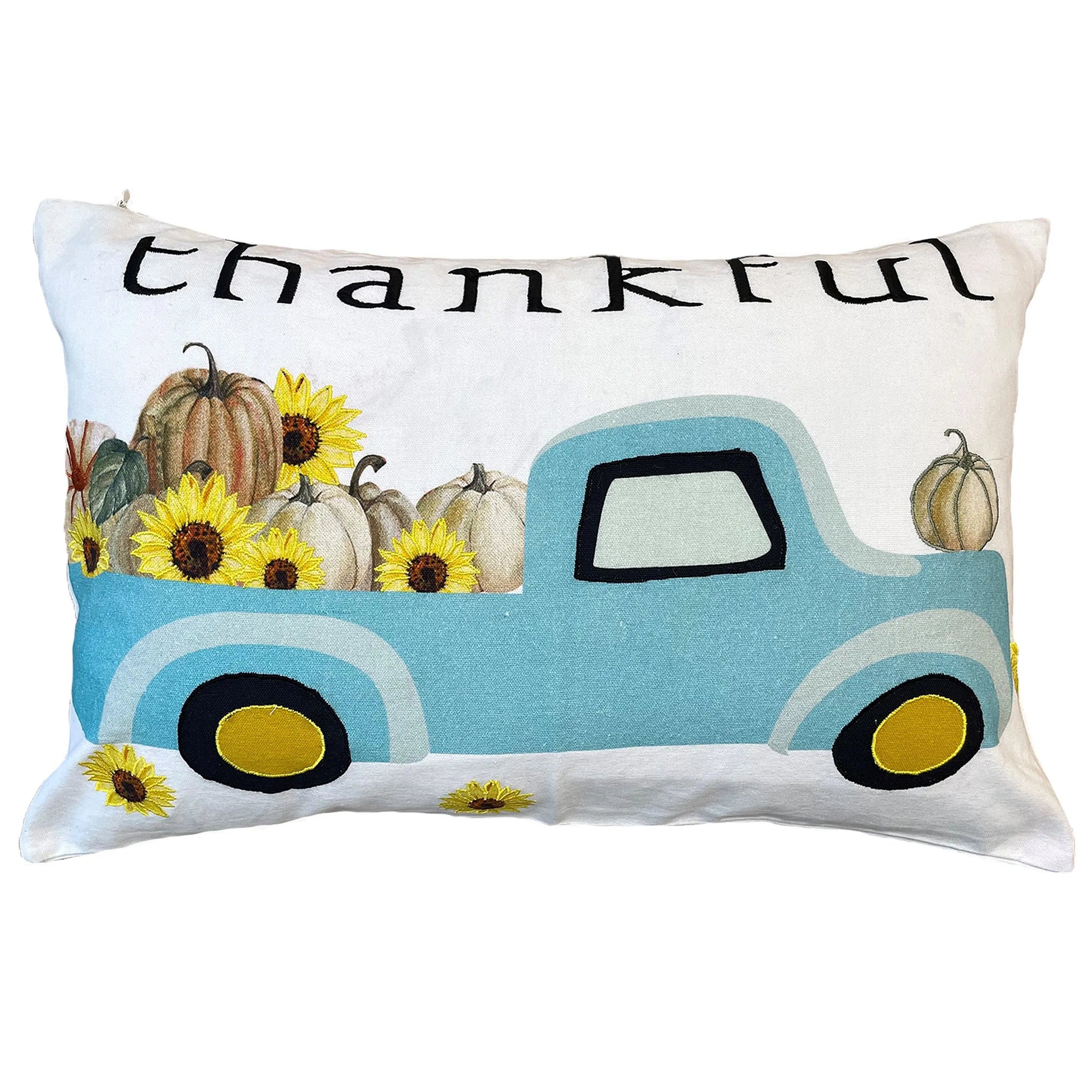 14"x22" Thankful Truck Embroidery Pillow home decor - Mod Lifestyles