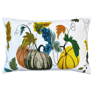 14"x22" Vine of Printed and Embroidered Pumpkins Pillow home decor - Mod Lifestyles