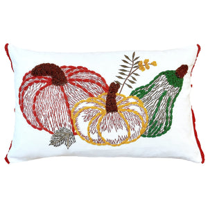 14"x22" Vine of Pumpkins Print and Embroidery Lumbar Pillow home decor - Mod Lifestyles