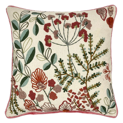 18" Botanical Harvest Embroidery Pillow home decor - Mod Lifestyles