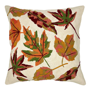 18" Embroidered Fall Leaves Pillow home decor - Mod Lifestyles