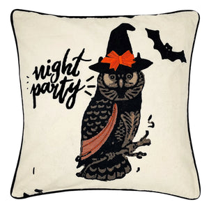 18" Night Party Owl Pillow with Piping home decor - Mod Lifestyles