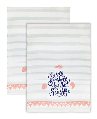 2 Pack Seashells Kitchen Towel, 20" x 28" Mod Lifestyles
