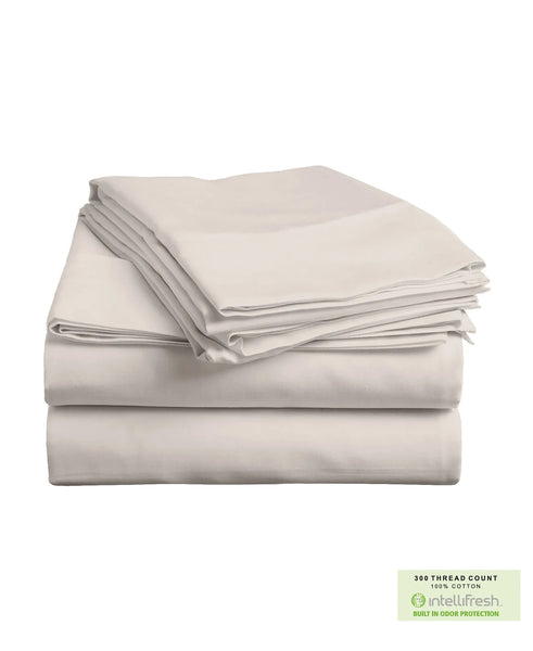 300 Threadcount Cotton Bedsheet Set with Intellifresh Odor-control Finish, King Size home decor - Mod Lifestyles