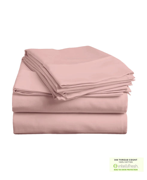 300 Threadcount Cotton Bedsheet Set with Intellifresh Odor-control Finish, King Size home decor - Mod Lifestyles