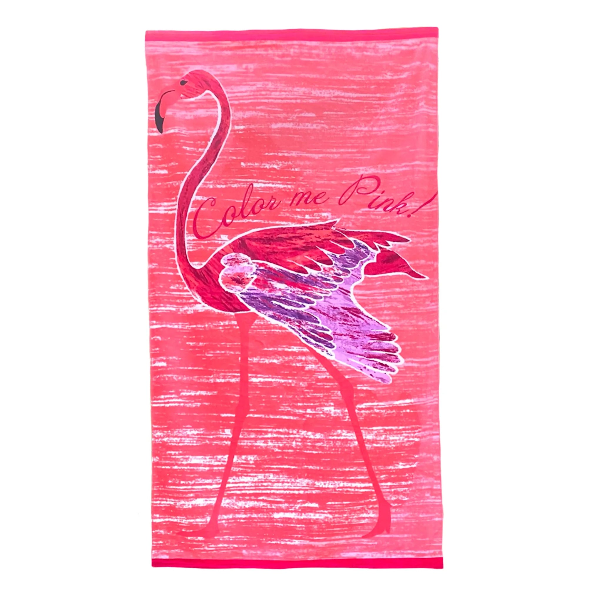 40" x 72" Color-Me-Pink Flamingo Printed Cotton Velour Beach Towel home decor - Mod Lifestyles