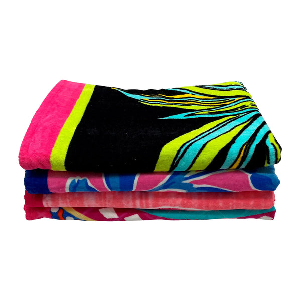 40" x 72" Color-Me-Pink Flamingo Printed Cotton Velour Beach Towel home decor - Mod Lifestyles