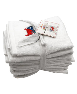 6-pc Coral Crab Embroidery Terry Towel, 12''x 12'' home decor - Mod Lifestyles