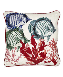 Aquarium Embroidery Pillow with Piping, 18''x18'' home decor - Mod Lifestyles
