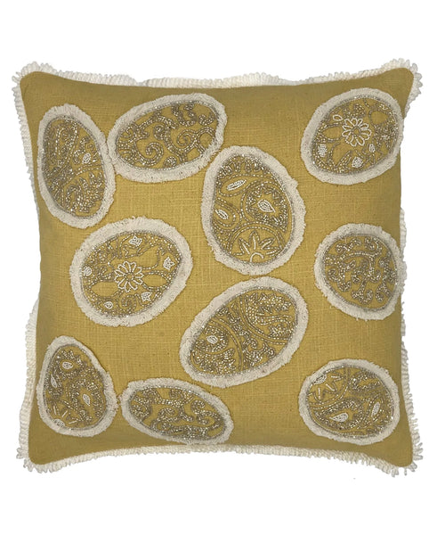 Beaded Easter Eggs Pillow with Fringe, 18''x18'' home decor - Mod Lifestyles