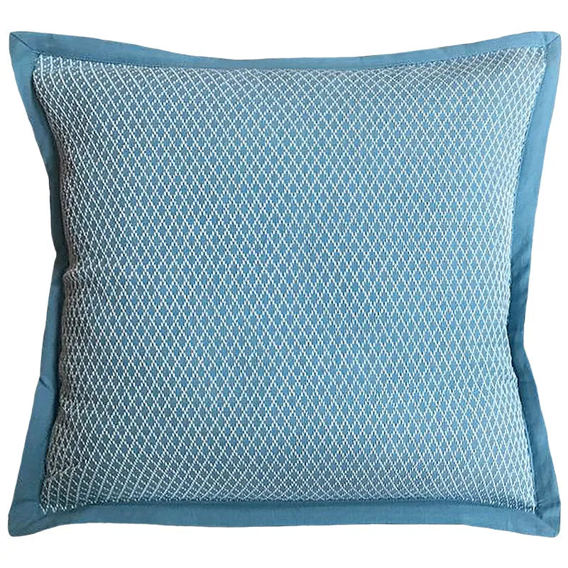 Blue Diamond Stitch Yarn-dyed Flange Edge Decorative Pillow, 20" X 20" home decor - Mod Lifestyles