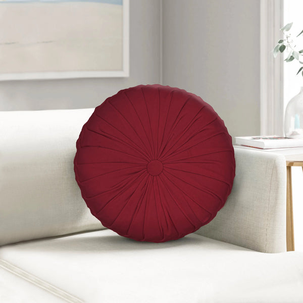 Ruby Red Round Velvet Pillow