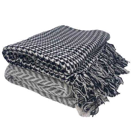 Chevron and Houndstooth Throw, Set of Two, 50" X 60" home decor - Mod Lifestyles