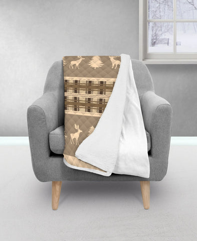 Colorado Woodland Quilt Throw Blanket, Sherpa Back 50" x 60" home decor - Mod Lifestyles