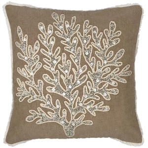 Coral Beads Embroidery Pillow, 18''x18'' home decor - Mod Lifestyles