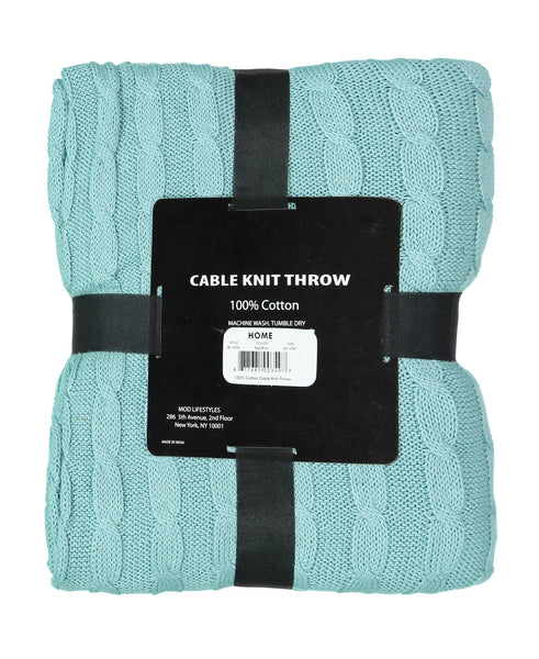 Cotton Cable Knit Throw, 50" X 70" home decor - Mod Lifestyles
