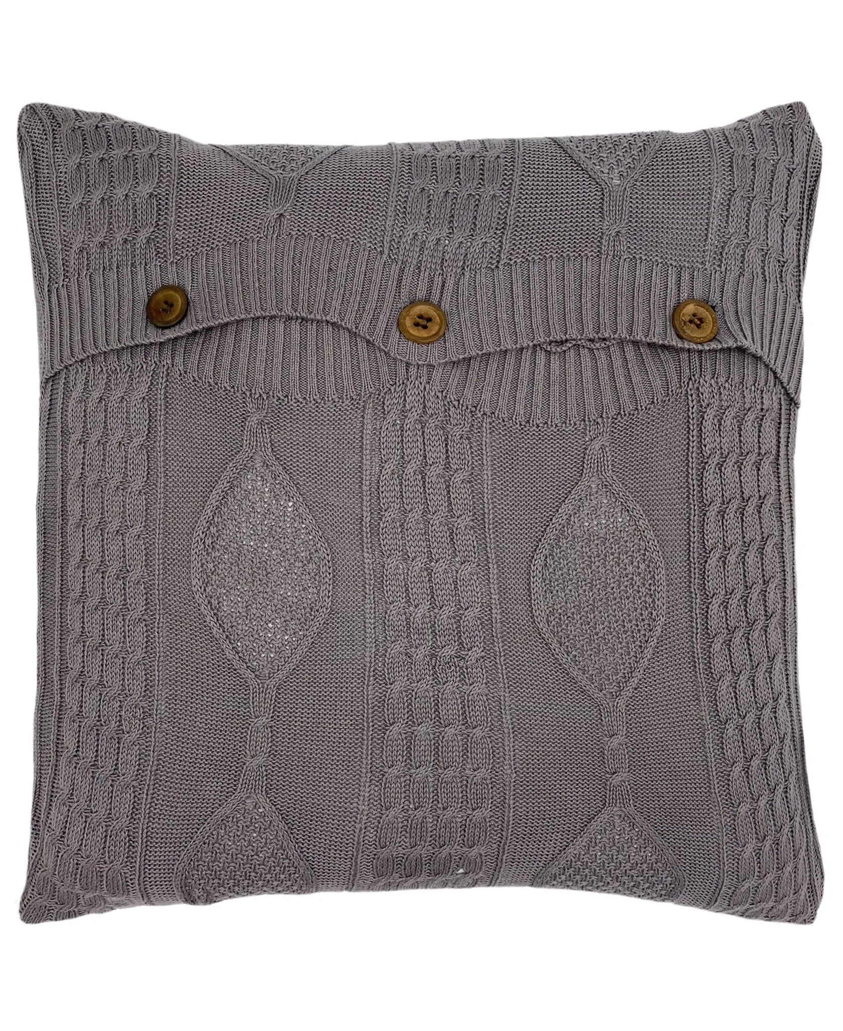 Cotton Diamond Cable Knit Pillow with 3 Button Closure, 18" X 18" home decor - Mod Lifestyles