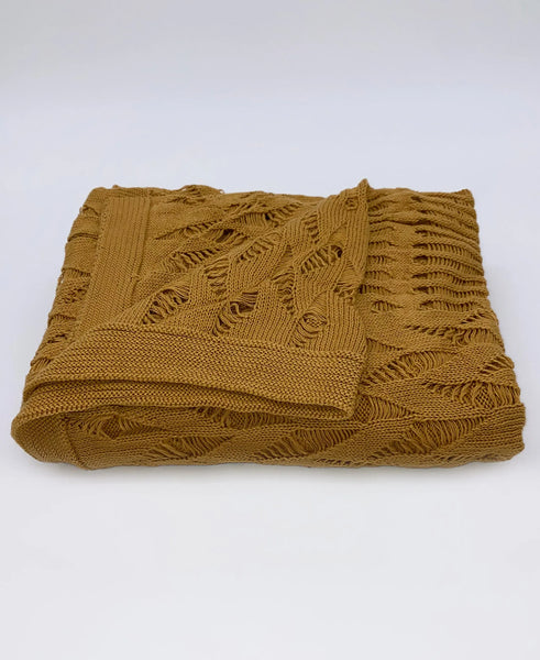 Cotton Fishnet Knit Throw, 50" X 70" home decor - Mod Lifestyles