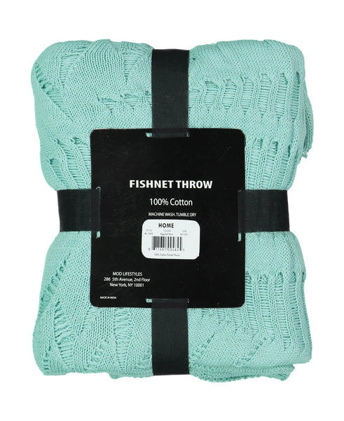 Cotton Fishnet Knit Throw, 50" X 70" home decor - Mod Lifestyles