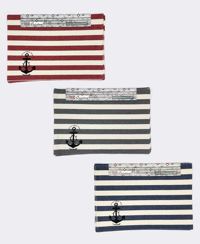 Cotton Nautical Stripe Stamped Placemat, 13" X 19" (Set of 4) home decor - Mod Lifestyles
