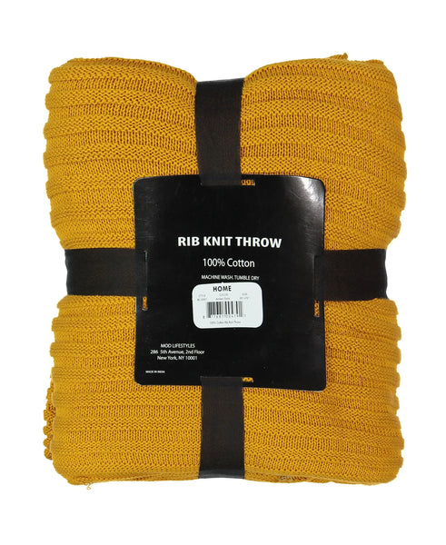 Cotton Rib Knit Throw, 50" X 70" home decor - Mod Lifestyles