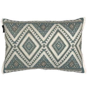 Diamond Beads Embroidery Pillow with Fringe, 14''x20'' home decor - Mod Lifestyles