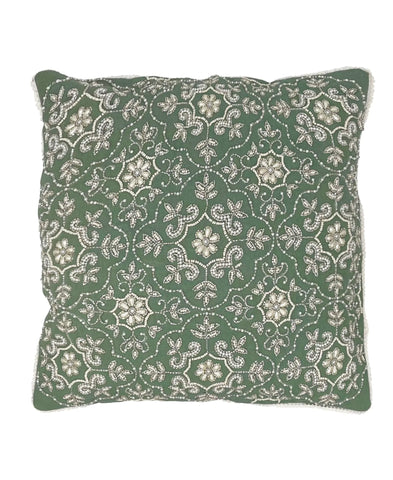 Emblem Medallion Beaded Pillow, Green Bay - 20" x 20" home decor - Mod Lifestyles