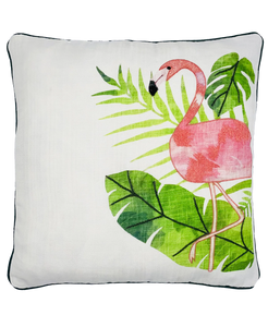 Flamingo Print Embroidery Pipe Edges Pillow, 20" X 20" home decor - Mod Lifestyles