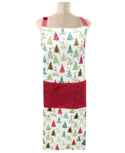 Free-size Multi  Tie-back Adjustable Apron, All Over Christmas Tree Print