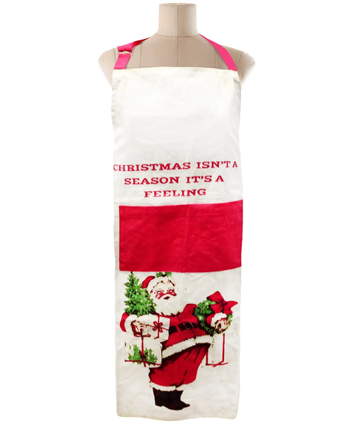 Free-size Nat/Red  Tie-back Adjustable Apron, Christmas Isn't a Season It's a Feeling Print