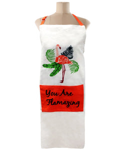 Free-size White/Coral  Tie-back Adjustable Apron,You Are Flamazing Print