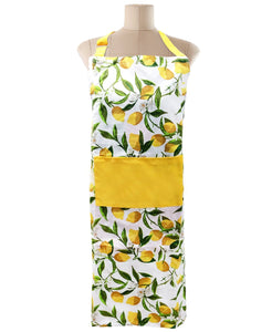 Free-size Yellow  Tie-back Adjustable Apron, Lemons Print