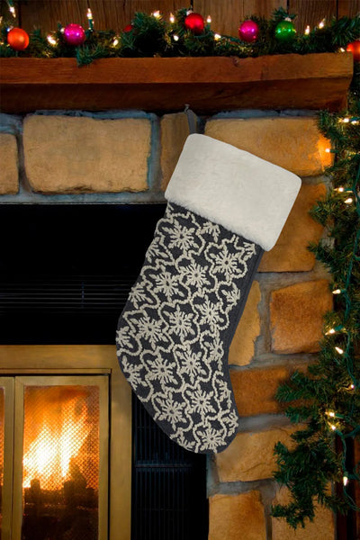 French Knot Snowflakes Christmas Stocking, 8" X 22" home decor - Mod Lifestyles