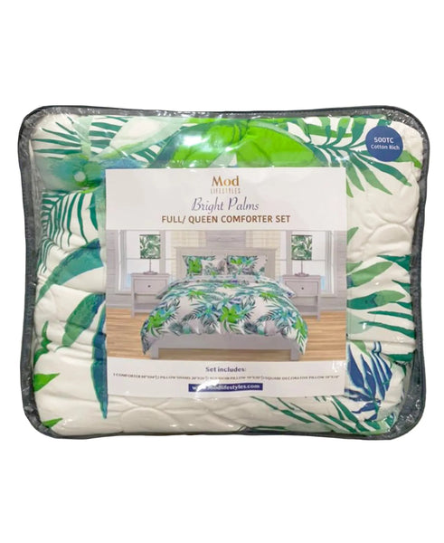 Full/Queen Bright Palms 5-PC Comforter Set, 88" X 94" Mod Lifestyles