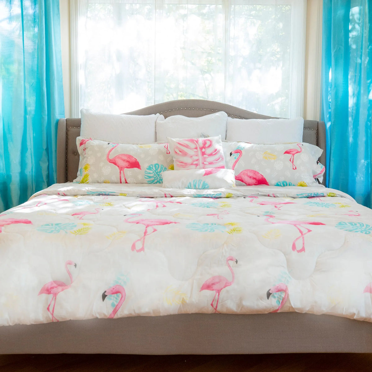 Flamingo Queen Comforter Set, 88" X 94" home decor Mod Lifestyles