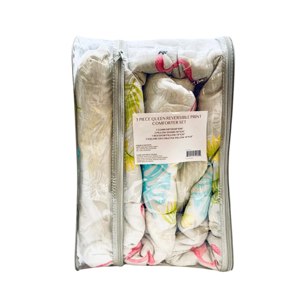 Flamingo Queen Comforter Set, 88" X 94" home decor - Mod Lifestyles