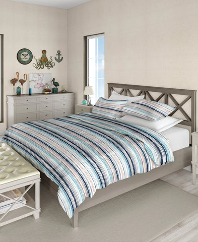 Full/Queen Sunrise Stripe 3-PC Duvet Set, 88" X 92"