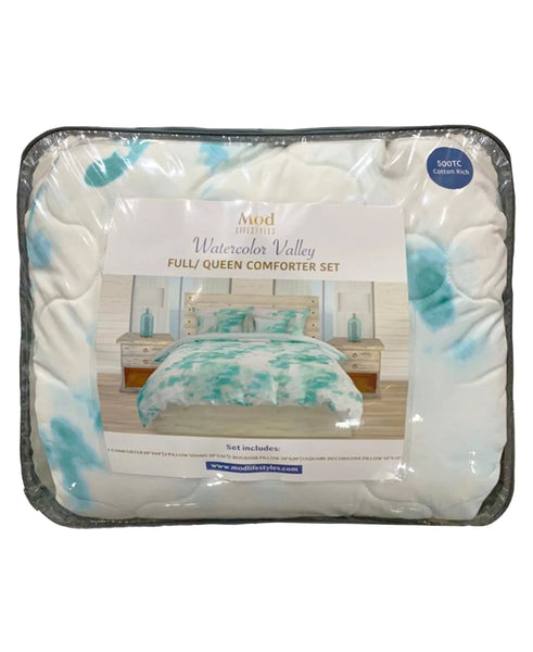 Full/Queen Watercolor Valley 5-PC Comforter Set, 88" X 94" Mod Lifestyles