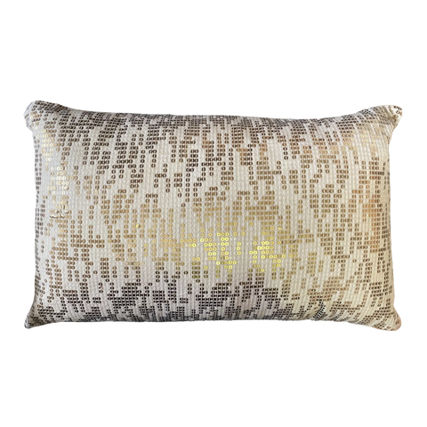 Gold Allover Sequin Embroidery Decorative Lumbar Pillow, 14" X 22" home decor - Mod Lifestyles