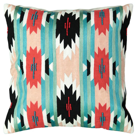Ikat Embroidery Decorative Pillow, 20" X 20" home decor - Mod Lifestyles