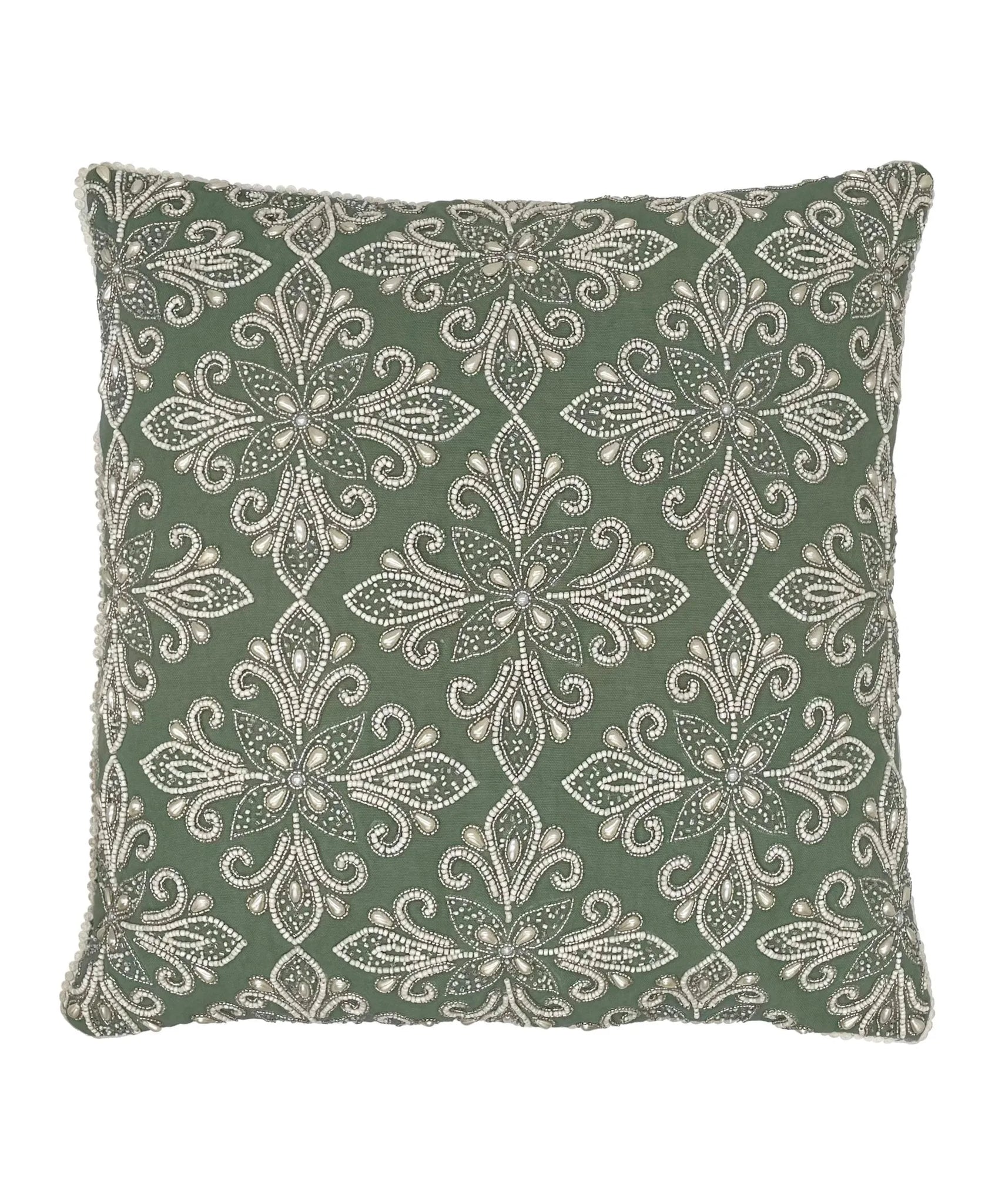 Imperial Medallion Beaded Pillow, Green Bay - 20"x 20" home decor - Mod Lifestyles
