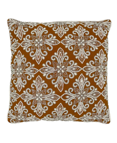 Imperial Medallion Beaded Pillow, Sugar Almond - 20"x 20" home decor - Mod Lifestyles