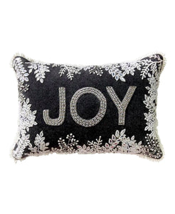 Joy Lumbar Embroidery and Beads Pillow, Grey - 14" x 20" home decor - Mod Lifestyles
